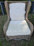Ebel Hand Woven HDPE Wicker 3-Piece Swivel Lounge Chair/Ottoman Set w/Cushions