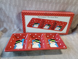 Ceramic Snowman 3 Section Tray