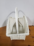 Vintage White Wicker Magazine Basket