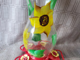 Hand Painted Glass Sunflower Hummingbird Feeder