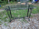Console Table, Cast Iron Frame w/Beveled Glass Top