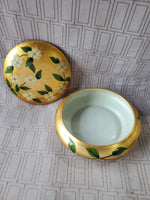 Andrea by Sadek Floral Gold Toned Dresser Jar