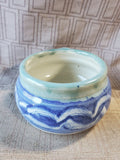 Signed Glazed Pottery Trinket Bowl with Handle