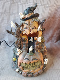 LED Village "Pumpkin Slide" Lighted Figurine WORKS (A)