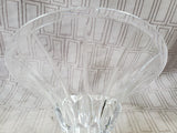 Heavy Clear Glass Ribbed Flared Pedestal Vase