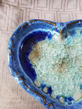 Pottery and Crackle Glass Heart Trinket Dish