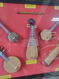 Framed Shadow Box with Miniature Traditonal Chinese Dynasty Musical Instrument Replicas