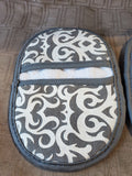 Pair of Temp-Tations by Tara Gray and White Damask Pocket Pot Holders