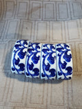 Set of 4 Andrea by Sadek Blue and White Porcelain Napkin Rings (2 SETS AVAILABLE PRICED INDIVIDUALLY AT 12 EACH)