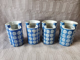 Set of 4 Blue and White Ceramic Vases