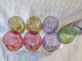 Lot of 7 Lenox "Tuscany Harvest" Multi-Colored Balloon Wine Glasses
