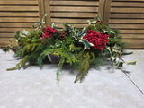 Faux Greenery Holiday Arrangement w/Candle Holder