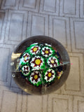 Clear Glass and Millefiori Flower Paperweight