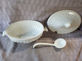 California Pottery White Soup Tureen with Ladle