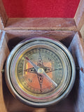Metal Nautical Compass in Wooden Box