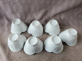Lot of 7 Small Ceramic White Lotus Flower Rice Bowls