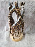 Kenyan Folk Art Hand Carved Wooden Giraffe Sculpture