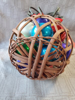 Woven Wood Pineapple with Ornaments Decor