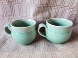 Pair of Green Crackle Glazed Mugs