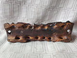 Asian Inspired Carved Wood Diety and Dragon Figurine with Stand