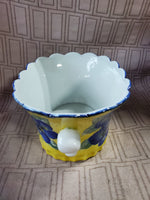 (B) Andrea by Sadek Yellow and Blue Floral Planter