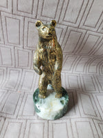 (A) Metal Bear on Stone Base Paperweight