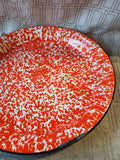 Red and White Enamel Serving Platter