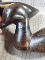Pair of Carved Dark Wood Duck Figurines