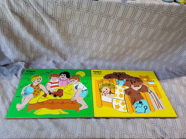 (A) Pair of Vintage Playskool Wood Puzzles