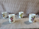 Set of 4 White Grapevine Mugs