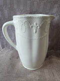 White Ceramic Fleur-de-lis Pitcher