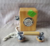 Vintage Wooden Block Rotary Style Button Phone UNTESTED