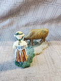 Lang & Wise 1997 Colonial Williamsburg Woman Holding Cow Figurine