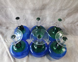 Set of 6 Hand Blown Blue and Green Margarita Glasses
