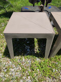 Two Lightweight Tan Plastic Stacking Side Tables