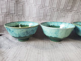 Set of 5 Glazed Pottery Rice Bowls