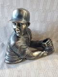 DWK Corporation Resin Bronze Toned Baseball Player Wine Bottle Holder
