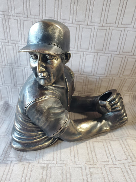 DWK Corporation Resin Bronze Toned Baseball Player Wine Bottle Holder