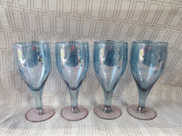 Set of 4 Blue and Purple Stemmed Goblets