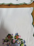 14 Piece White Embroidered Bird and Floral Motif Fabric Placemat and Napkin Set