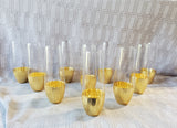 Set of 10 Clear Glass and Gold Toned Dipped Honeycomb Base Stemless Champagne Flutes