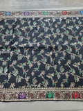 Black and Gold Toned Floral and Bird Motif Table Runner
