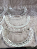Set of 6 Clear Glass Crescent Shaped Plates