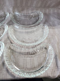 Set of 6 Clear Glass Crescent Shaped Plates