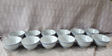 Set of 12 Blue and White Pedestal Rice Bowls