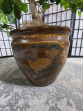 Asian Inspired Glazed Terracotta Planter w/Faux Ficus Tree