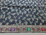 Black and Gold Toned Floral and Bird Motif Table Runner