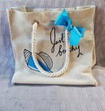 Burlap "Just Beachy" Beach Tote