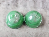 Pair of Kosta Boda Style Green Swirl Glass Candle Votives
