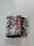 Black and Gold Toned Floral and Bird Motif Table Runner